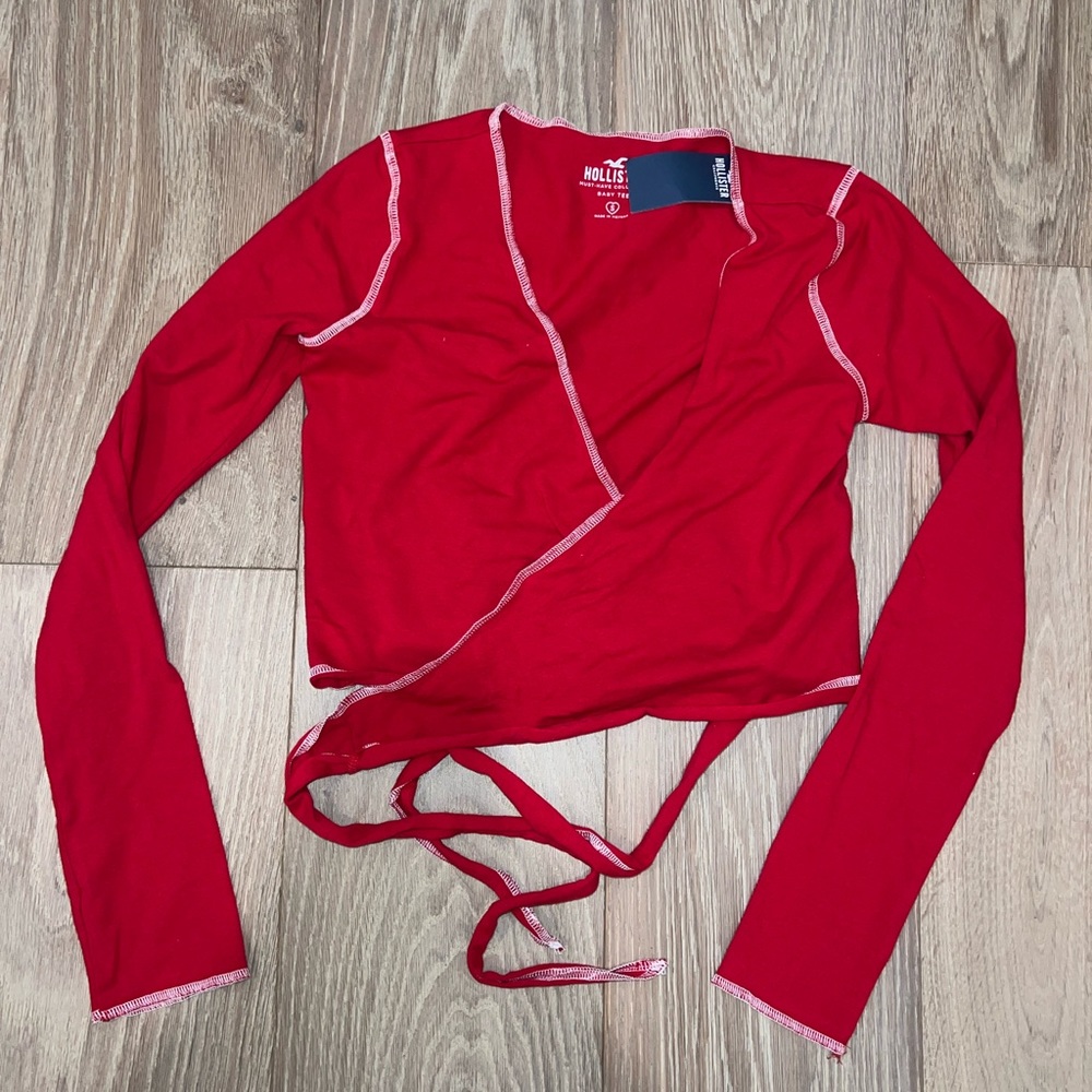 brand new hollister wrap long sleeve red small with tags
